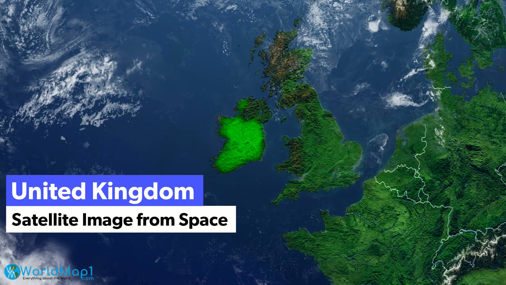 UK and Ireland Satellite Map